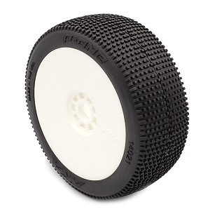 AKA P1 1/8 Buggy Pre-Mounted Tires (White) (Soft Long Wear) (2)
