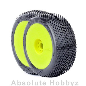 AKA Racing Gridiron II 1/8 Buggy Tires (Pre-Mounted) (Yellow) (Soft Long Wear) (2)