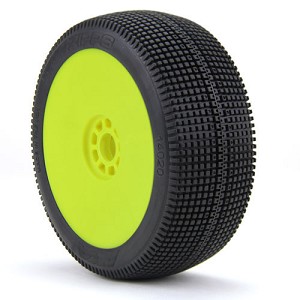 AKA Racing 1:8 Buggy Zipps (Soft Long Wear) EVO Wheel Mounted (Yellow) (2)