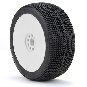 AKA Racing 1:8 Buggy Zipps (Soft Long Wear) EVO Wheel Mounted (White) (2)