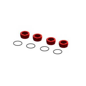 ARRMA Aluminum Front Hub Nut Red (4) inc O-Rings