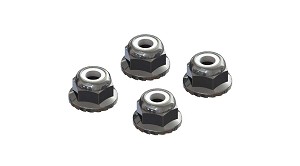 ARRMA Flanged Nyloc Locknut 4mm Silver (4)