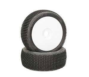 HB Racing 1:8 Buggy Gridlock Mounted Tire (Red / White Wheel) (1pr)