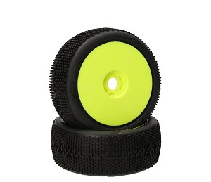 HB Racing 1:8 Buggy Megabite Mounted Tire (White / Yellow Wheel) (1pr)