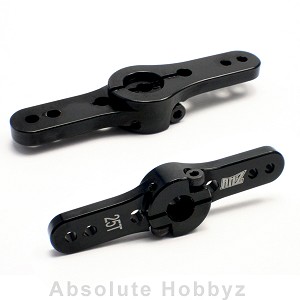 AHZ Aluminum Adjustable Black Servo Horn Double Arm Futaba / Savox (25T)