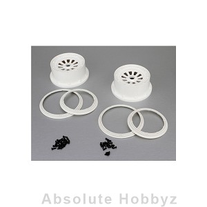 Losi Wheel & Beadlock Set, White (2), 5T
