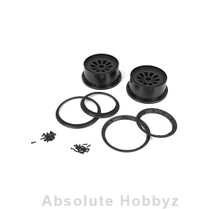 Losi Wheel & Beadlock Set, Black (2), 5T