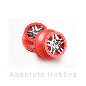 Traxxas 2.2/3.0 Dual Profile Split-Spoke SCT Wheels (Chrome w/Red Ring) (2)
