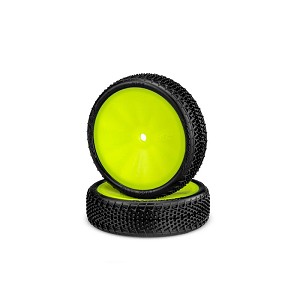 JConcepts Fuzz Bite LP 2.2 Mounted 2WD Front Buggy Tire w/12mm Hex (Yellow) (Pink) (Carpet) (2)
