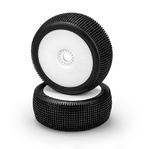 JConcepts Stalkers 1/8 Pre-Mounted Buggy Tire (White) (Green) (2)