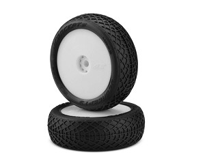 JConcepts Mini-B Ellipse Pre-Mounted Front Tires (White) (Green) (2)