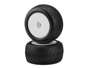 JConcepts Mini-B/Mini-T 2.0 Ellipse Pre-Mounted Rear Tires (White) (Green) (2)