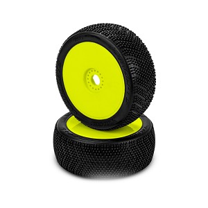 JConcepts Falcon Pre-Mounted 1/8th Buggy Tires (Yellow) (Green Compound) (2)