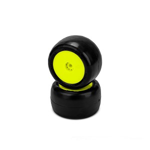 JConcepts Mini-B/Mini-T Smoothie 2 Pre-Mounted Rear Tires (Yellow) (Green) (2)