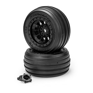 JConcepts Hawk Pre-Mounted Sand Front Truck Tires Hazard Wheel (Platinum) (Black) (2)