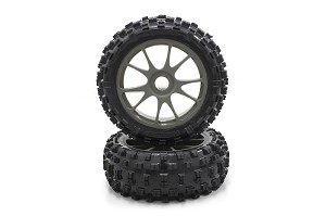 Kyosho 10-Spoke Wheel with Tire(Gunmetal) (2pc)