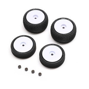 Losi Tires & Wheels Mounted (White): Micro-B