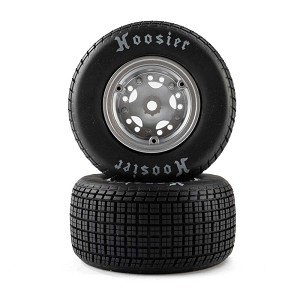 Losi Hoosier Tires, Soft, Mounted, Satin Aluminum, FR/RR (2): 22S DLM