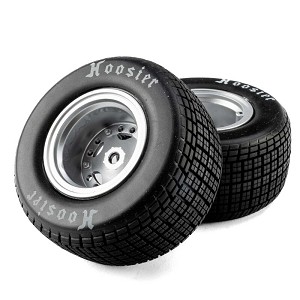 Losi Hoosier Tires, Medium, Mounted, Satin Aluminum, FR/RR (2): 22S DLM