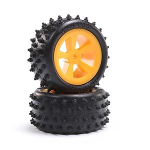 Losi 4 Row Rear Tires Mounted Orange (2): Mini JRX2