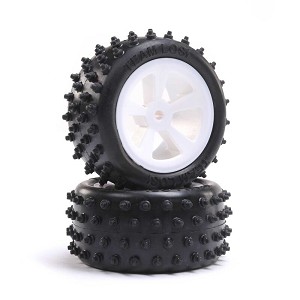 Losi 4 Row Rear Tires Mounted White (2): Mini JRX2