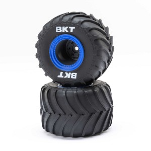 Losi MT Tires, Blue Beadlock, Premount (2): Mini LMT