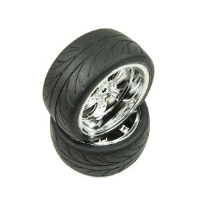 Losi Mounted RR 5-Spoke Wheel Tire 54x30mm Chrome (2)