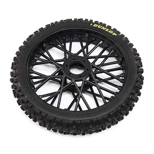 Losi Dunlop MX53 Front Tire Mounted, Black: PM-MX