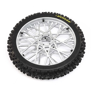 Losi Dunlop MX53 Front Tire Mounted, Chrome: PM-MX