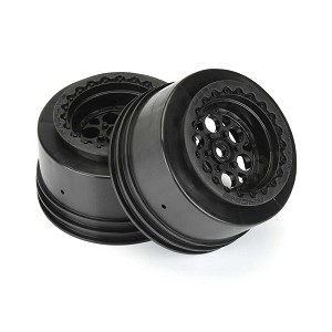 Pro-Line Showtime+ Wide Drag Spec Rear Drag Racing Wheels 12mm Hex (Black) (2)