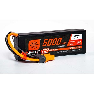 Spektrum 7.4V 5000mAh 2S 50C Smart LiPo G2 Hard Case: IC5