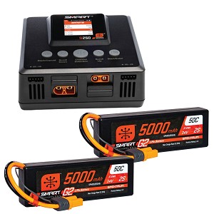 Spektrum Smart Powerstage 4S Surface Bundle (2) G2 5000mAh 2S LiPo IC5 & S250 Charger