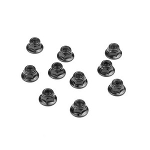 Tekno RC 5mm Flanged Locknuts (Black) (10)