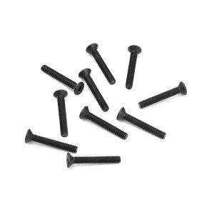 Tekno RC M3x20mm Flat Head Screws (black, 10pcs)