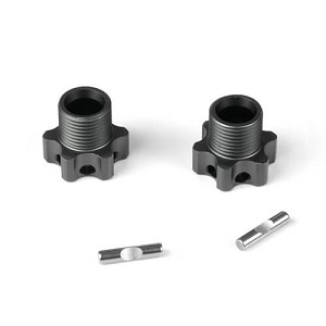 Tekno RC Aluminum 17mm Lightened Hex Wheel Hub Set (Gun Metal) (+3mm Offset) (2)