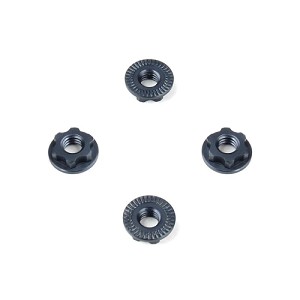 Tekno RC Wheel Nuts (7mm, serrated, gun metal ano, M4, 4pcs)