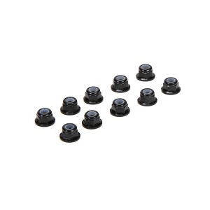 Team Losi Racing M3 Flanged Aluminum Lock Nuts, Black (10)