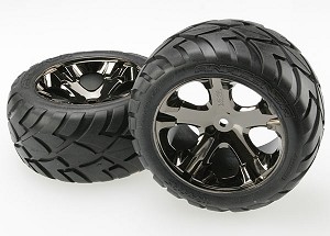 Traxxas Anaconda Rear Tires w/All-Star Wheels (Black Chrome) (Standard) (2)
