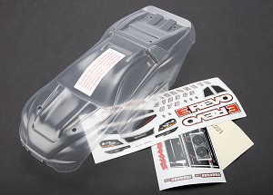 Traxxas 1/16 E-Revo Body w/Grill & Light Decals (Clear)