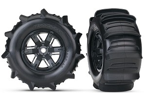 Traxxas X-Maxx Pre-Mounted Paddle Tires & Black Wheels (2)