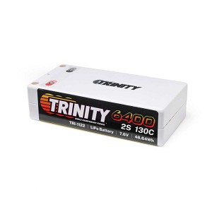 Trinity 7.6V 6400mAh 2S 130C Shorty LiPo Battery: 5mm Bullets