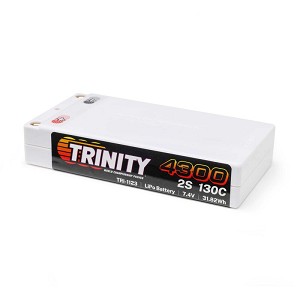 Trinity 7.6V 4300mAh 2S 130C Shorty LiPo Battery: 5mm Bullets