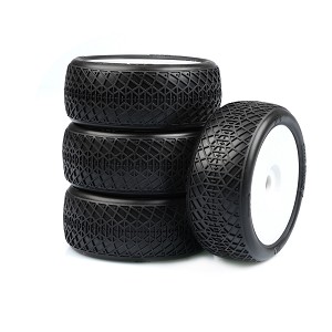 TZO Tires 101 1/8 Buggy Pre-Glued Tire Set (White) (Hard) (4)
