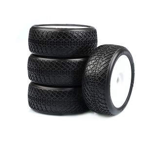 TZO Tires 101 1/8 Buggy Pre-Glued Tire Set (White) (Medium) (4)