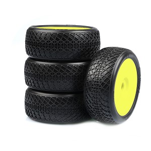 TZO Tires 101 (1/8) Buggy Pre-Glued Tire Set (Yellow) (Super Soft) (4)