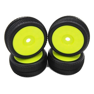 TZO Tires 200 1:8 Buggy Set Pre-Glued Super Soft Tires Yellow Wheels (4pcs)