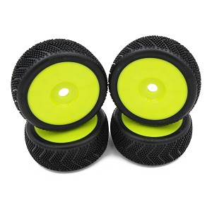 TZO Tires 400 1:8 Buggy Set Pre-Glued Super Soft Tires Yellow Wheels (4pcs)