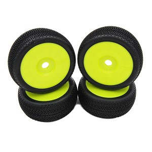 TZO Tires 500 1:8 Buggy Set Pre-Glued Soft Tires Yellow Wheels (4pcs)