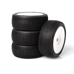 TZO Tires 501 1/8 Buggy Pre-Glued Tire Set (White) (Soft) (4)
