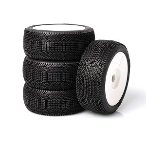 TZO Tires 501 1/8 Buggy Pre-Glued Tire Set (White) (Super Clay) (4)
